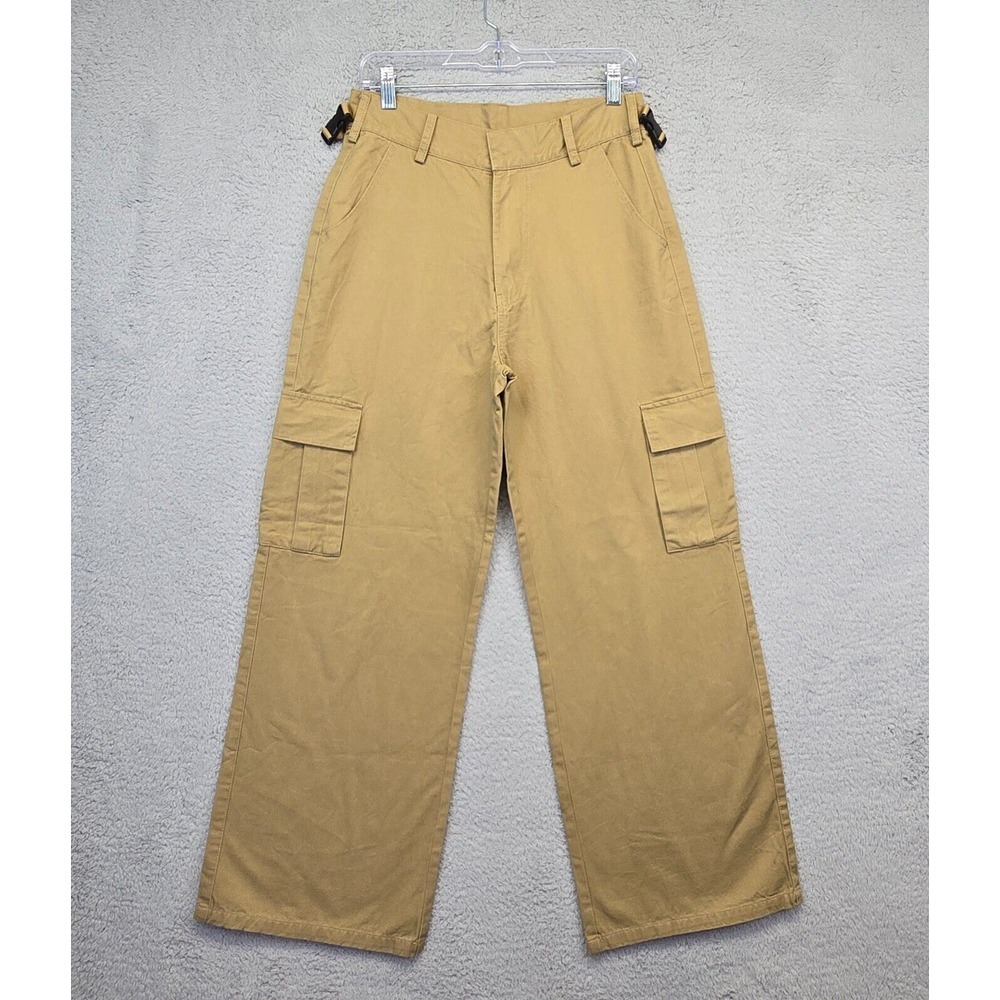 Dolls Kill Salty Pants Women's Small Brown Wide Leg High Rise Cargo Jeans